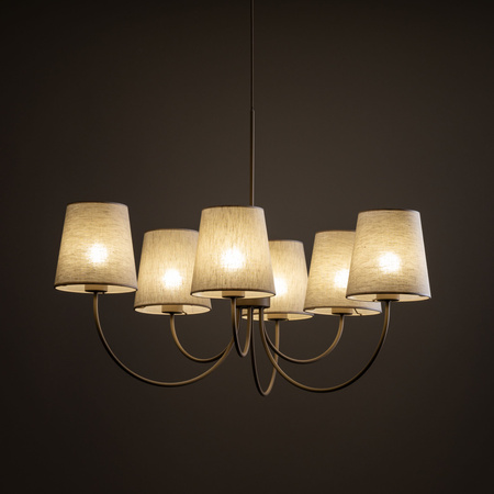 Żyrandol wiszący o średnicy 85cm z abażurkami z lnu CANDI SABIA 6xE27 Tk Lighting 11072