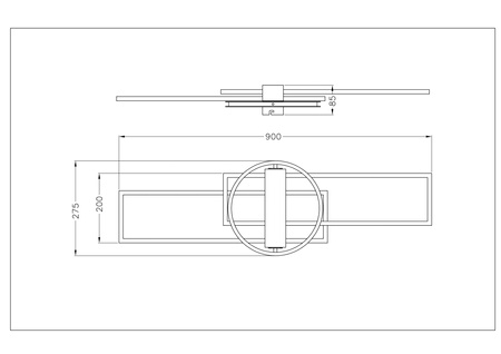 Lampa sufitowa dwa czarne prostokąty z ringiem i elementem drewna DUATRO sterowana pilotem Zuma Line C230624203B