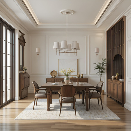 Żyrandol klasyczny z sześcioma abażurami z lnu ELIZABETH SABIA 6xE27 Tk Lighting 11167