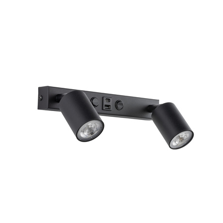 Podwójny kinkiet w kolorze czarnym z gniazdem USB NEX BLACK 2XGU10 Tk Lighting 11356