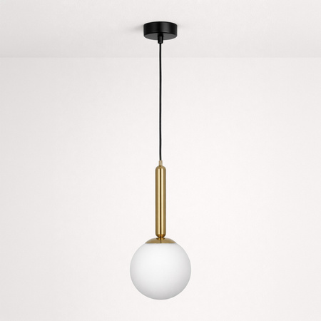 Pojedyńcza lampa wisząca z białym, kulistym kloszem TOKI Kaja Lighting K-5860