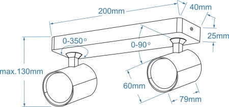 Beżowa 2-punktowa oprawa z cylindrycznymi reflektorami na listwie EXO 2 LINE 20 BEIGE Azzardo AZ7218