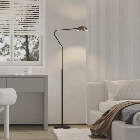 Czarna lampa podłogowa z kloszem w kolorze różowego złota Garta Dotykowa LED 3000K światło góra-dół FL0105 Yaskr
