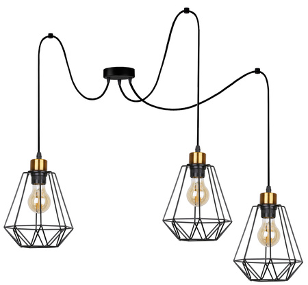 Primo p lampa wisząca czarny+złoty 3x60w e27 klosz czarny Candellux 33-00293