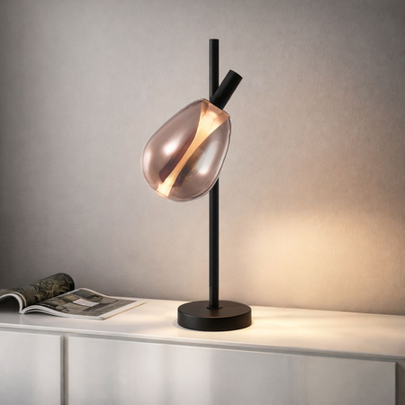 Lampka stołowa czarna z miedzianym ruchomym szklanym kloszem DENSO 26 1xG9 Candellux Studio 41-51158