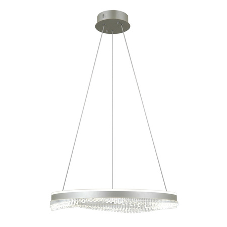 Lampa wisząca okrąg 60cm z elementami akylowymi Morte Italux PND-34535-L-SILV