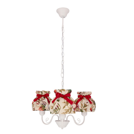 ROZANO lampa wisząca biały 3x40W E27 abażur kwiatowy Candellux 33-36902
