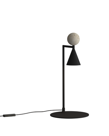 Lampka stołowa metalowa z ozdobną kulą z trawertynu Bingo LED 3000K Maxlight T0070