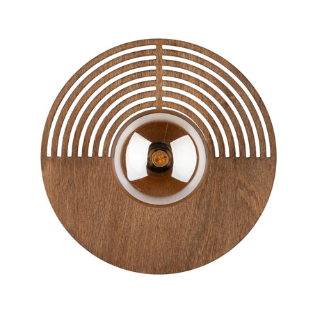 Okrągły ozdobny kinkiet drewniany 30cm ze szklanym kloszem LUNAR WOOD 1xG9 Tk Lighting 11014