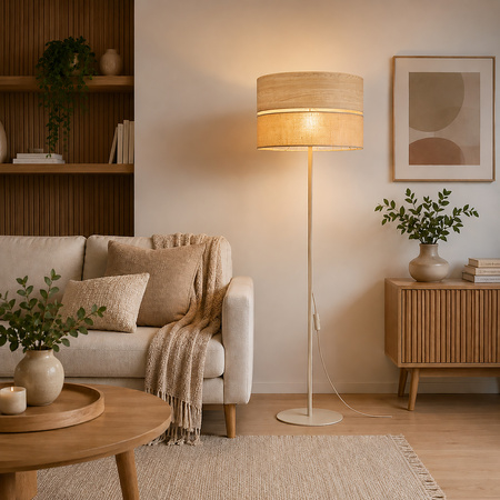 Lampa podłogowa z abażurem 50cm DORMA WOOD JUTA 1xE27 Tk Lighting 16226