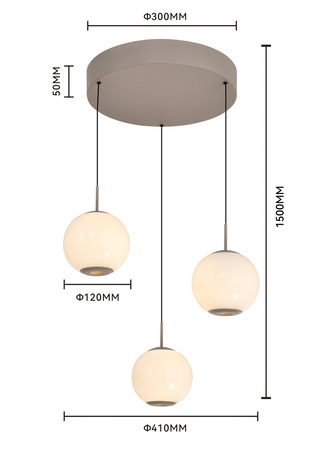 Lampa wisząca trójka okrągła LED Luberon kaszmirowa Aviano Lighting 5051-313