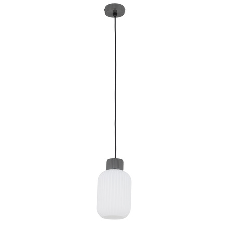 Lampa wisząca szklany ryflowany klosz + elementy szarej ceramiki 1xE27 AURORA A Nowodvorski 11969