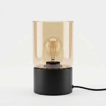 Czarna lampka stołowa z bursztynowym kloszem VERA Kaja Lighting K-5980