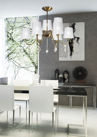 SORENTO LAMPA WISZĄCA 9X40W E14 PATYNA ABAŻUR BIAŁY Candellux 39-38173