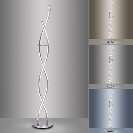 Lampa podłogowa fala LED w kolorze stalowym Q-MALINA Paul Neuhaus 439-55 sterowana pilotem