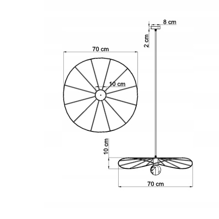Lampa wisząca ESKOLA 70cm czarna metalowa THORO Sollux Lighting TH.010CZ