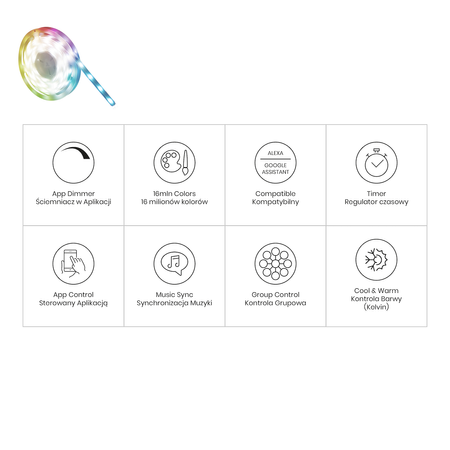 Zestaw LED RGB Wi-FI 3m Smart Tuya IP65 + CCT + Dim 12V EKSM7689