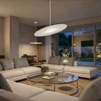 Płaska metalowa duża lampa wisząca PIATTO Biała z regulacją kąta zawieszenia 1xGX53 fi 550mm Milagro MLP2916
