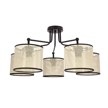 TOPI lampa wisząca czarny 5x40W E27 abażur kremowy Candellux 35-38258