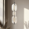 Lampa wisząca trzy szklane bezbarwne klosze na pionowym profilu PLAYA 12W LED 3000K Candellux Studio 33-50519