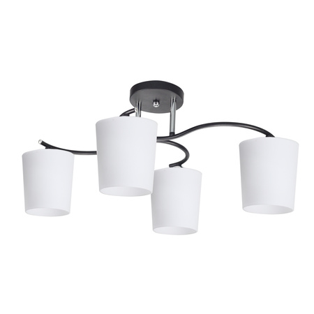 ESNYR LAMPA SUFITOWA CHROMOWY+CZARNY 4X40 E27 KLOSZ BIAŁY Candellux 34-22677