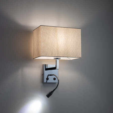 Kinkiet ścienny z abażurem i lampką LED do czytania 1xE27 LED HOTEL MOOD LED Nowodvorski 11785