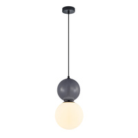 Lampa wisząca szara kula z białym kloszem o średnicy 20cm 1xE27 Mastal Italux PND-36603-1L-BK-GR