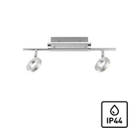 Podwójna lampa listwa sufitowa do łazienki w kolorze aluminium LED 3000K IP44 SILEDA Paul Neuhaus 6781-96