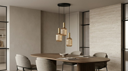Lampa wisząca trzypunktowa ze złotymi elementami HIRO Kaja Lighting K-5887