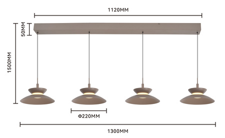 Lampa wisząca czwórka prosta Gubbio kaszmirowa Aviano Lighting 7060-413