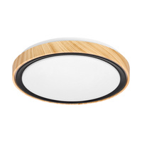 Aflo lampa sufitowa plafon drewn+czarny 24W LED 3000/4000/6000K 38cm klosz biały Candellux 14-33932