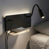 Kinkiet, lampa nocna ścienna z półką i USB Shelf Led 4W+5W+2W prawa Czarny Milagro ML2887