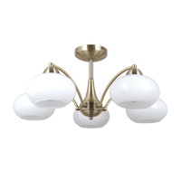 Klasyczna antyczno-złota lampa sufitowa ze szklanymi kloszami 5xE27 Folte Italux PND-408921-5-ABR