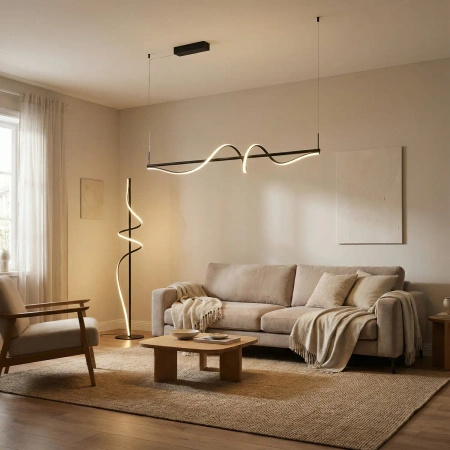 Lampa wisząca falowana nad stół LED 3000K VIRGO PENDANT 150 3-STEP DIMM BK AZZARDO AZ7152 z wbudowanym 3-stopniowym ściemniaczem