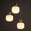 Lampa wisząca potrójna ryflowane białe klosze + element drewna BALLO 3xE14 Tk Lighting 11050
