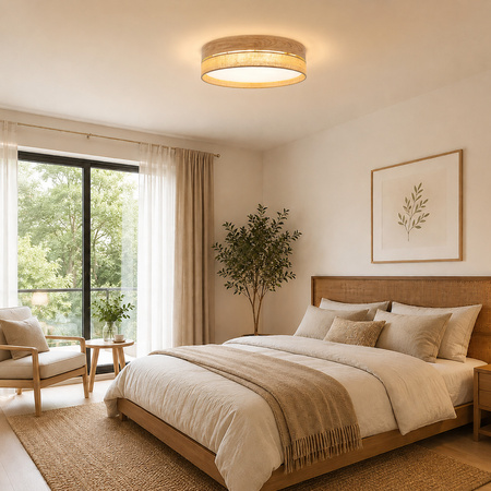 Okrągła lampa sufitowa 60cm DORMA WOOD JUTA 4xE27 Tk Lighting 11791