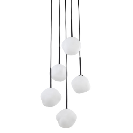 Pięciozwisowa lampa wisząca na kole z białymi zniekształconymi kloszami MISTY 5xG9 Tk Lighting 11019