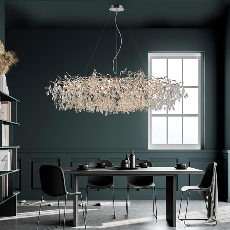 Ekskluzywna duża lampa wisząca 150x70cm chromowana z kryształkami do salonu RICICLE Paul Neuhaus 2037-17