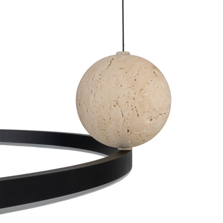 Lampa wisząca czarna obręcz 80cm z ozodbnymi kulami z kamienia naturalnego LED 3000K Maxlight P0702 Solaris