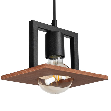Lampa wisząca czarna z elementem drewna BERGEN 1xE27 Milagro MLP2847