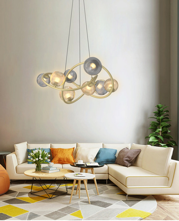 Lampa wisząca METZ 8 złota Wofi Premium 7015-804