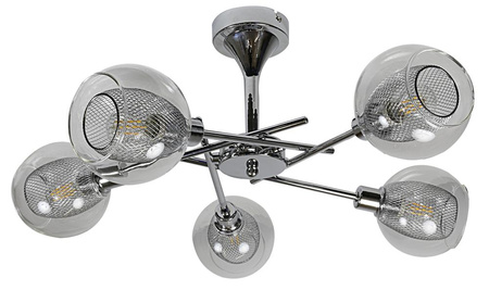 OZZO LAMPA WISZĄCA 5X40W E14 CHROM KLOSZ BEZBARWNY Candellux 35-72252