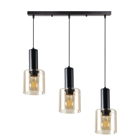 ISAR LAMPA WISZĄCA CZARNY 3X40 E27 KLOSZ BURSZTYNOWY Candellux 33-21311