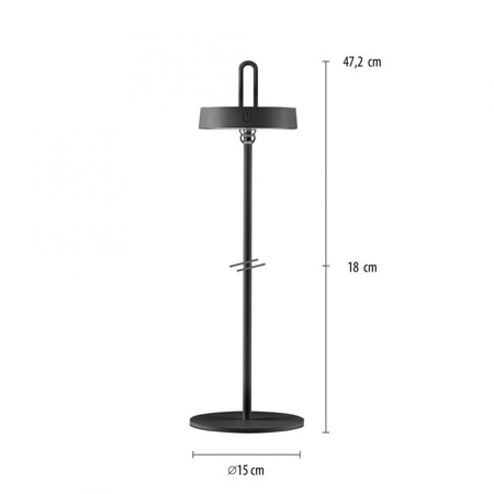 Czarna lampka stołowa bezprzewodowa ładowana USB IP44 AMAG Just Light 19310-18