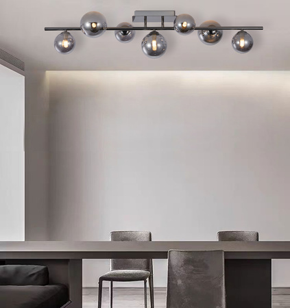 Lampa sufitowa z siedmioma kulistymi kloszami w kolorze czarnego chromu Sevilla Aviano Lighting 9214-0710