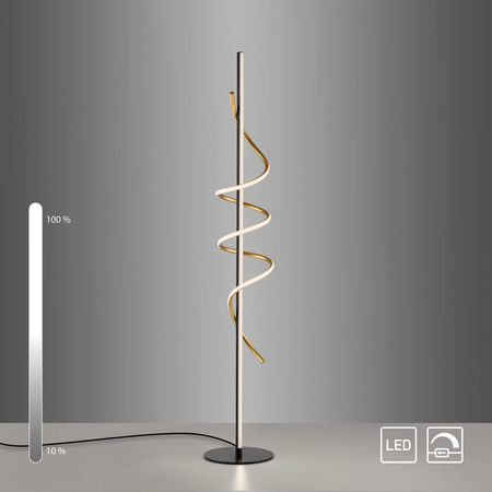 Lampa podłogowa spirala LED mosiądz + czarny EMANDA LED 3000K Just Light 19110-68