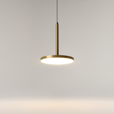Lampa wisząca okrągła płaska w kolorze mosiężnym LED 3000K Plato P076PL-L12W3K-BS Maytoni