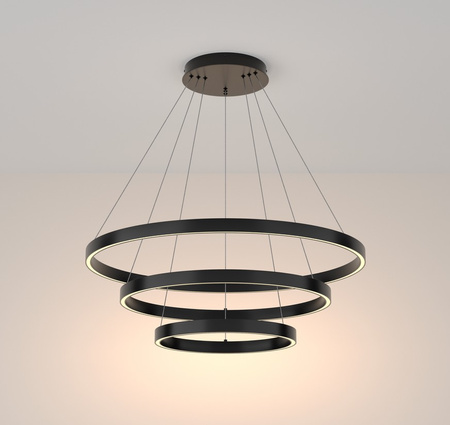 Lampa wisząca RIM LED potrójna czarna Maytoni MOD058PL-L100B4K