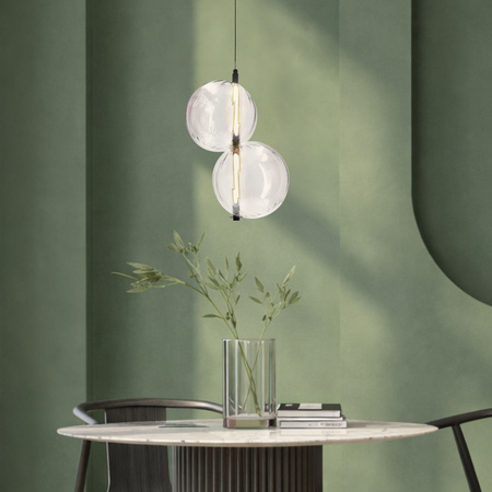 Lampa wisząca dwie szklane kule na czarnym pionowym profilu LED PLAYA 3000K Candellux Studio 32-50489