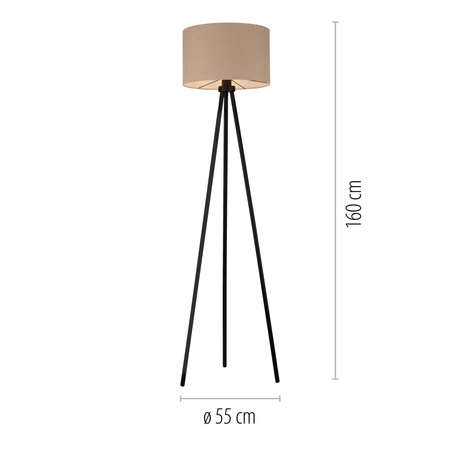 Lampa podłogowa czarna na trójnogu z beżowym abażurem DURO Just Light 1xE27 14894-39